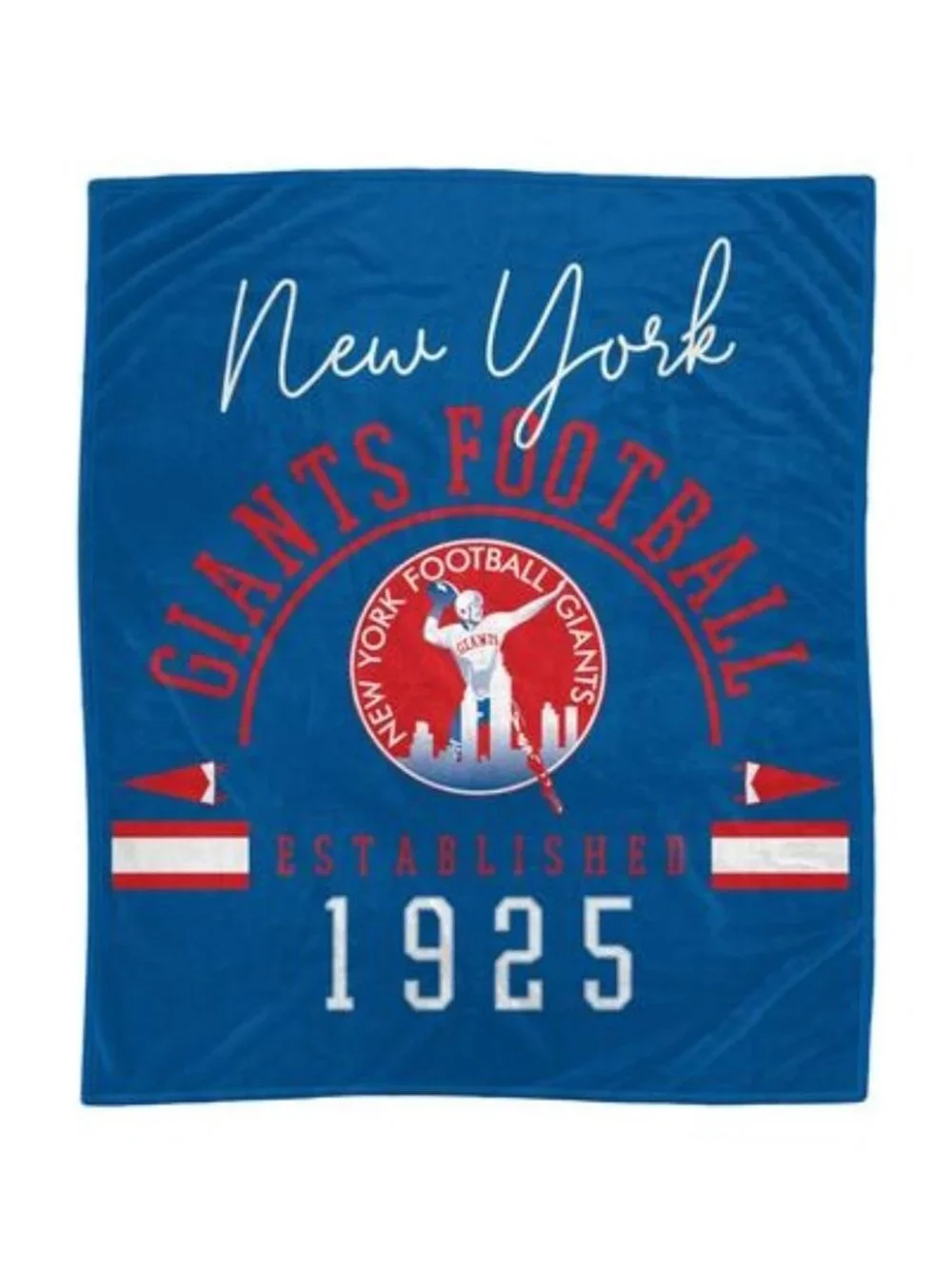 New York Giants Plush Throw Bed Blanket Retro Logo 60'' X 70'' New with Tag